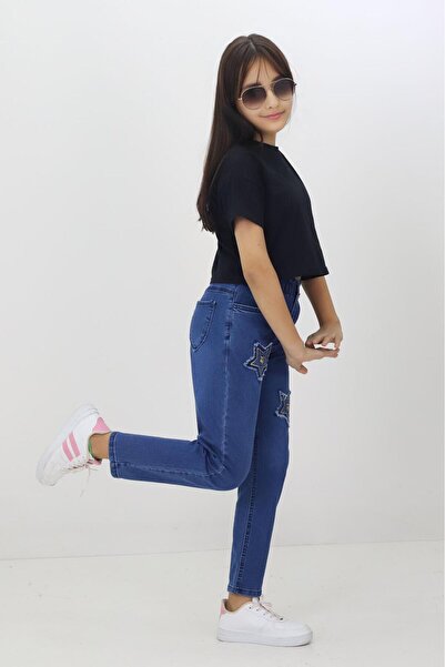RAPİDO LİFE Girls' Boyfriend Embroidered Basic Jeans Denim Jean Casual Style ...