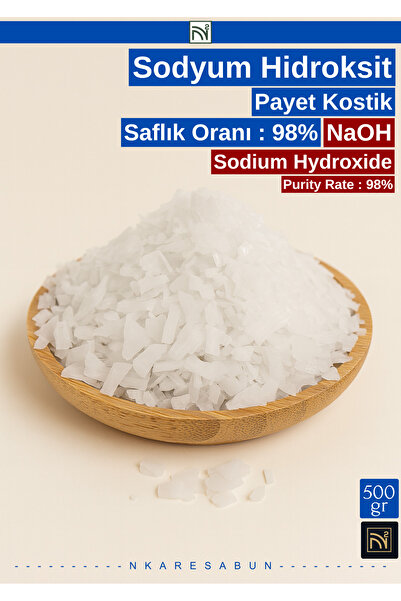 nkare Sodyum Hidroksit %98 saflık 500 gr Payet Kostik, Sabun yapımı, lavabo açıcı-Sodium Hydroxide %98