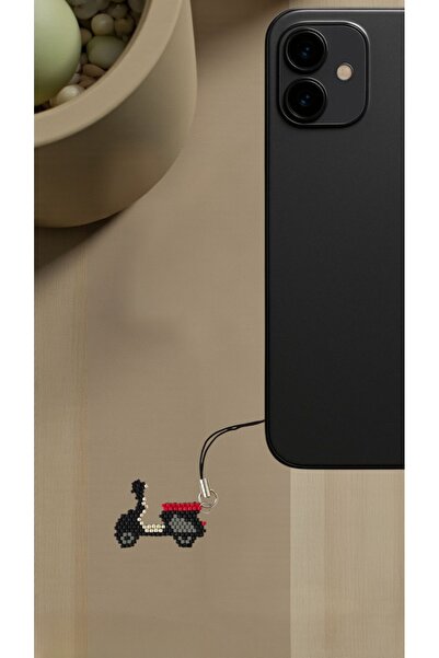SEARD Miyuki Beads Handmade Red Motorcycle Phone Charm - Charm