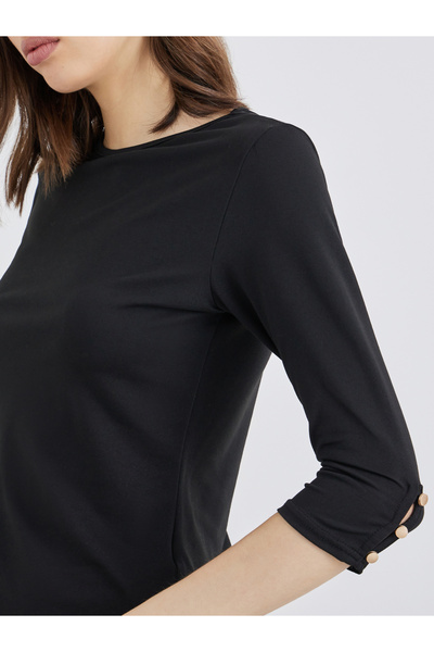 Take Two By Styli Black 3/4 Sleeve Top with Button Cuff