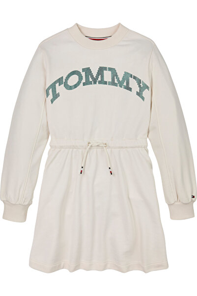 Tommy Hilfiger Girls Ancient White Dot Foil Long Sleeves Dress