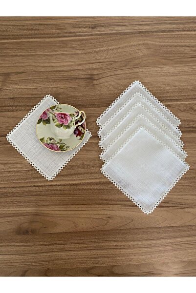 kissen Linen Embroidered Cocktail Presentation Napkins 6 Pieces