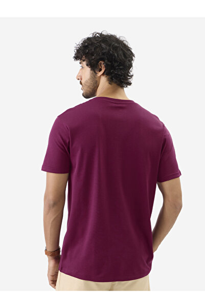 The Souled Store By Styli Men Burgundy Plain Interlock Cotton T-Shirt