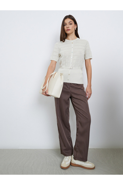 Styli Off White Knit Top with Belt