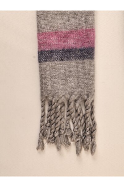 ICONE BAG Κασκόλ με ριγέ σχέδιο Γκρι ροζ πράσινο σάλι