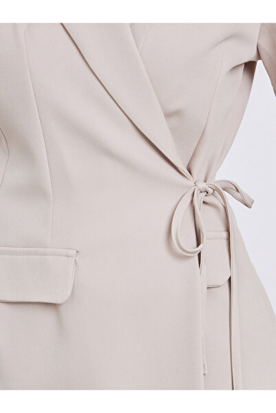 Styli Beige Short Sleeve Wrap Top