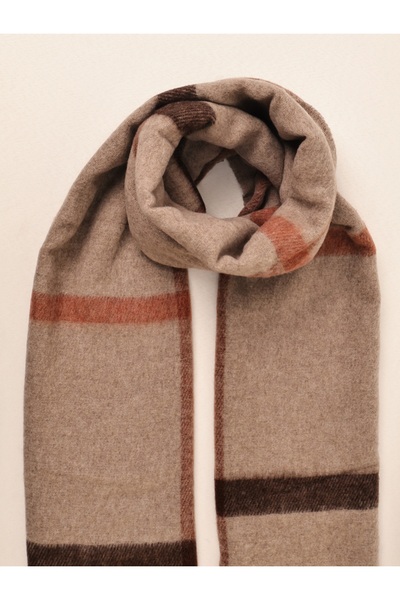 ICONE BAG Striped Coffee Color Acrylic Shawl Scarf Milky Coffee Shawl