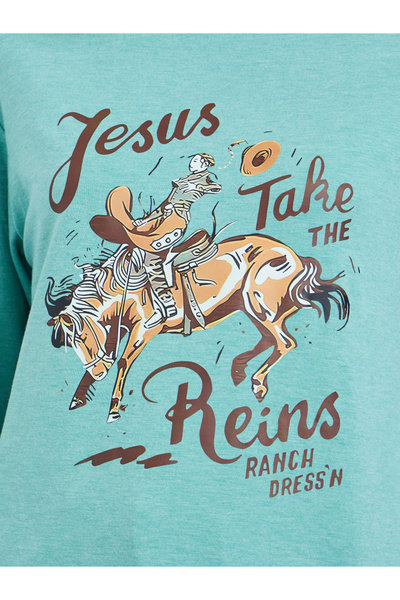 Take Two By Styli Green Graphic Print Regular Fit T-Shirt