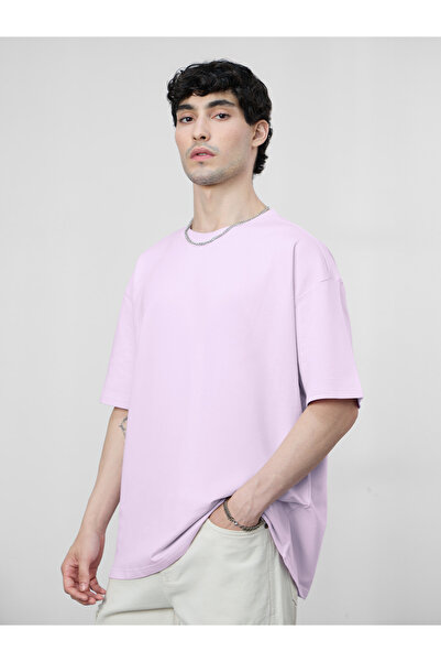 The Souled Store By Styli Men Lilac Oversized Dropped Shoulder T-Shirt
