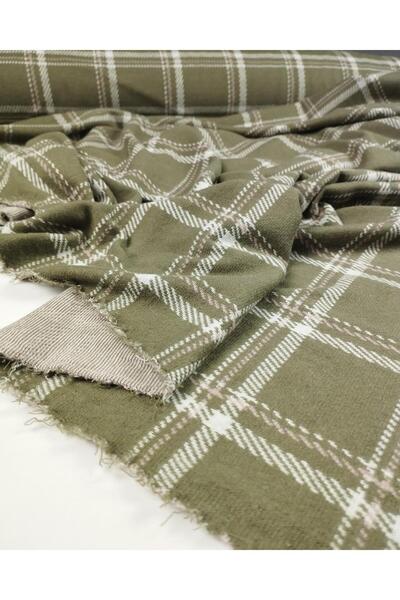 Kumaş Parça Зелений гірчичний екрю колір в'язання (Ширина 140 см x Довжина 10...