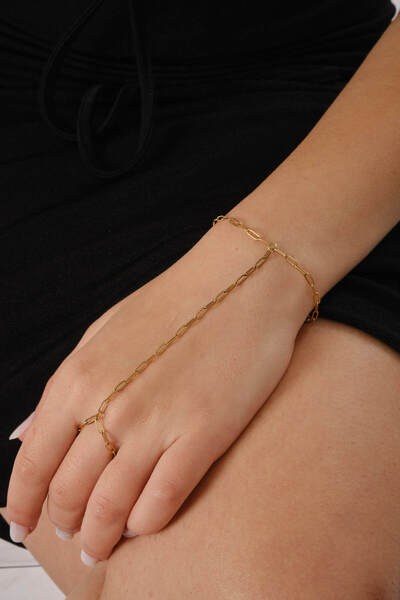 ByFlorya Jewelry Steel Paperclip Shahmeran Thin Mirrored Chain Shahmeran Bracelet