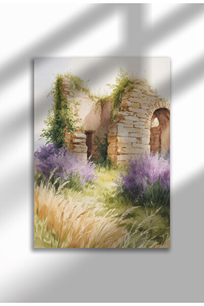 21mxm Unframed Lavender Canvas Poster - Digital Print on Matte Canvas - Abandoned stone ruin