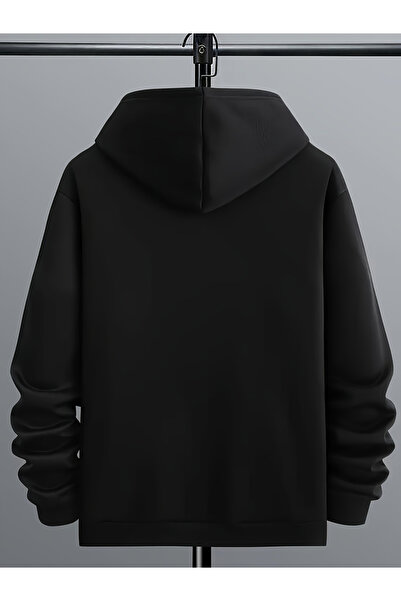 Take Two By Styli Men Black Pullover Hoodie with Kangaroo Pocket