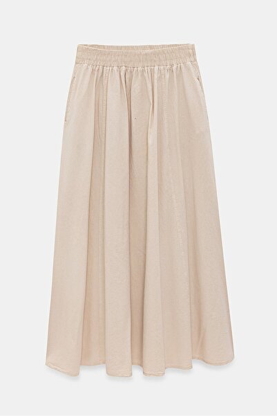 Saade Women's A-Line High Waist Pocketed Flowy Flared Skirt - Textured Linen