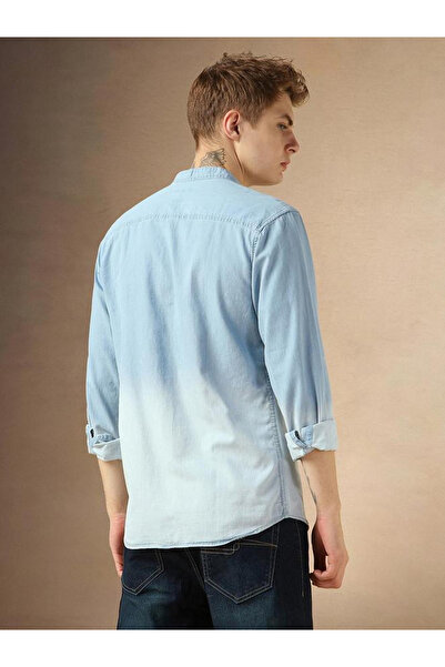 Dennis Lingo By Styli Men Blue Slim Fit Faded Casual Chambray Shirt