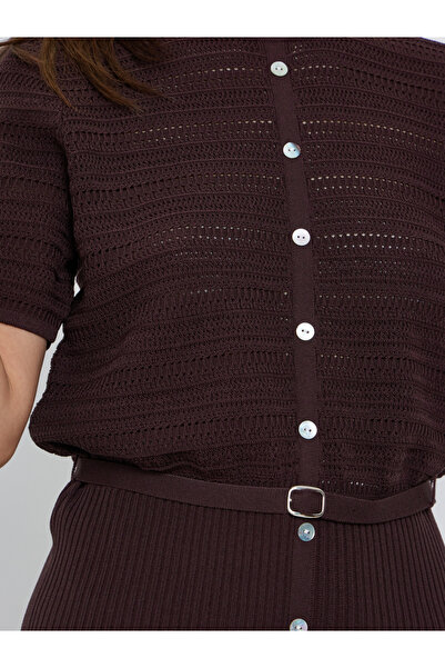 Styli Brown Knit Top with Belt