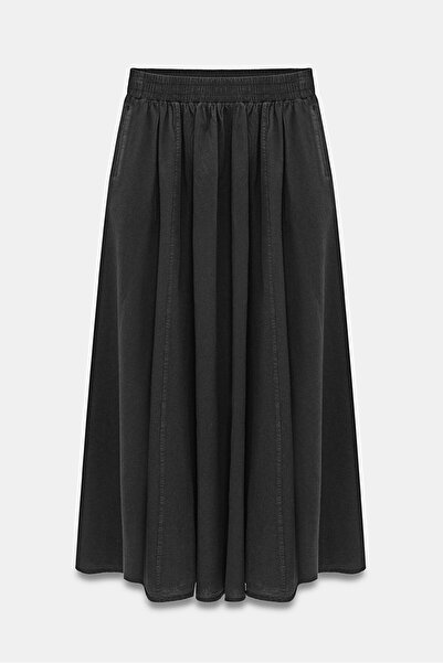 Saade Women's A-Line High Waist Pocketed Flowy Flared Skirt - Textured Linen
