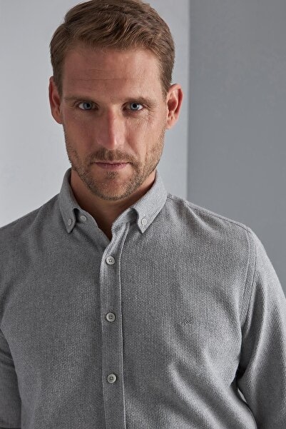 İgs Чоловіча сіра сорочка Dynamic Fit з ґудзиками на комірі