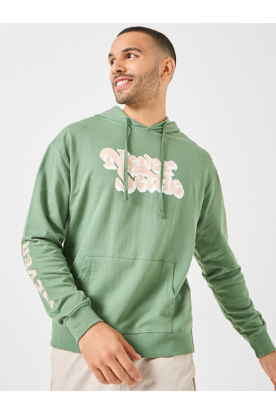 Styli Never Settle Slogan Placement Print Boxy Fit Hoodie