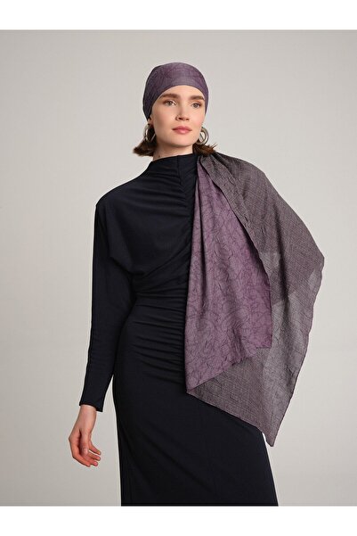 Ayshara شال شيبنيم هاتي مونوغرام منقوش ذو وجهين - بنفسجي ليلكي