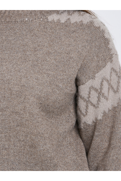Styli Brown Regular Fit Fair Isle Knit Sweater