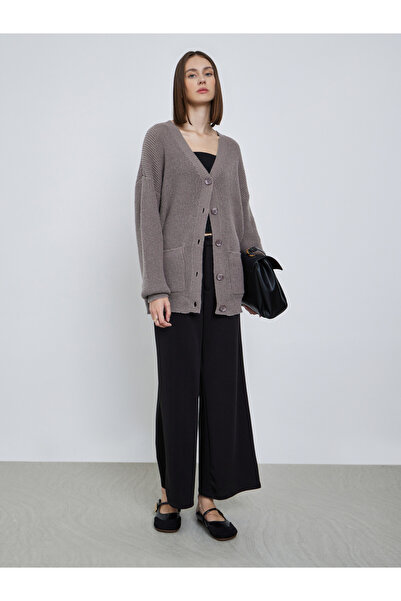 Styli Beige Oversized Chunky Knit Cardigan