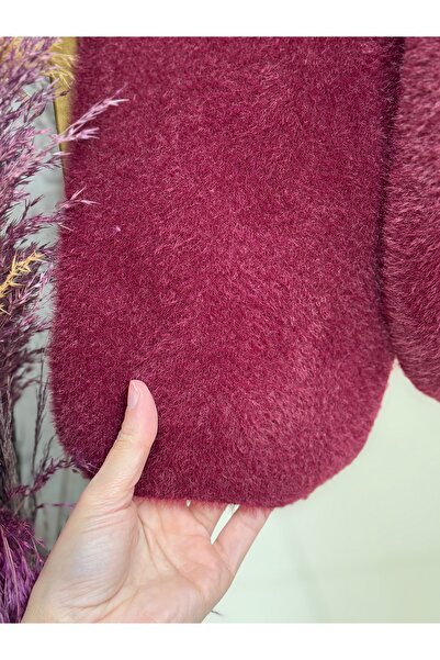 BENAHOLL Alina Bearded Short Oversized Sweater-Zi̇6261 Burgundy