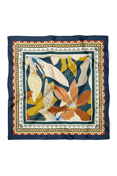 nehir eşarp Bohem Çiçek Desen Fular Bandana 70x70 Cm