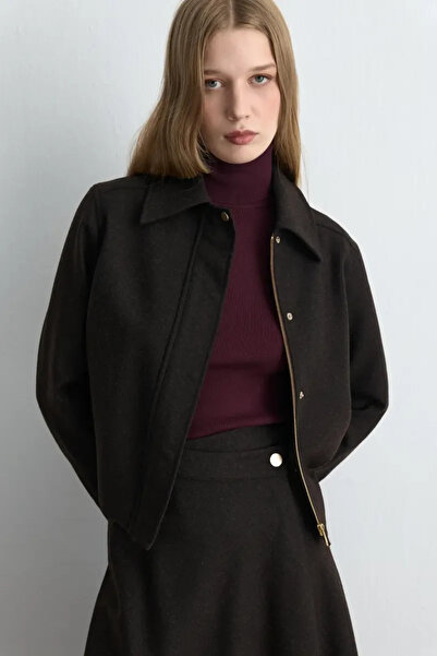 Gusto Zippered Wool Cashmere Jacket - Brown