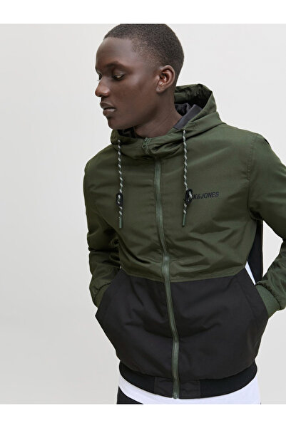 Jack & Jones JJERUSH Color Block Bomber Jacket with Hood