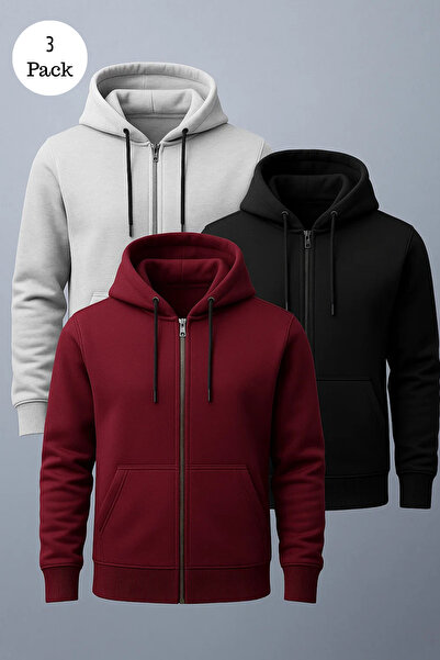 DAMGA JEANS Men's Hooded Oversized 3-Pack Sweatshirt