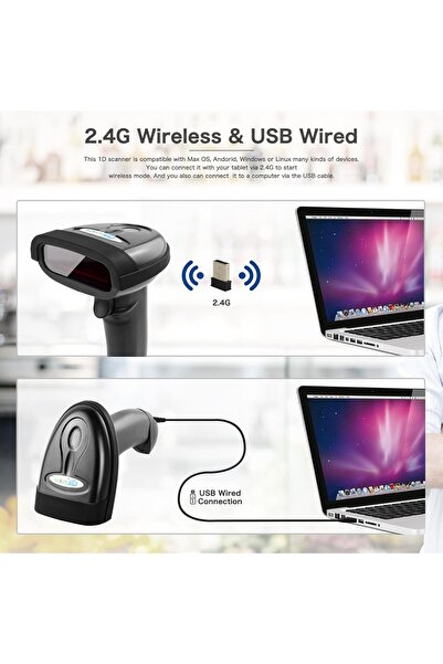 NETUM Wireless Barcode Scanner 2.4GHz Handheld USB Rechargeable NT-1698W