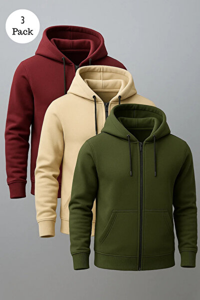 DAMGA JEANS Men's Hooded Oversized 3-Pack Sweatshirt