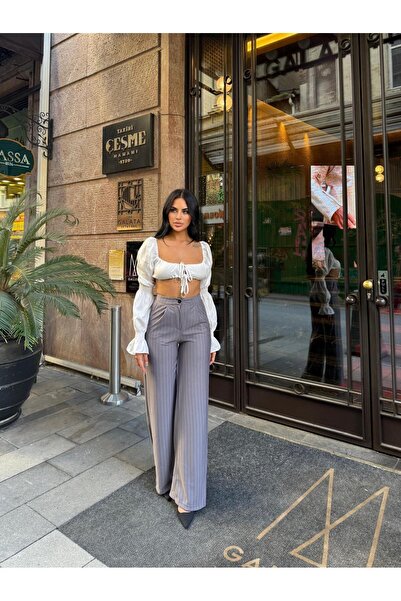 ROAVA Kadın Yüksek Bel Esnek Bol Paça Rahat Kalıp Pantolon