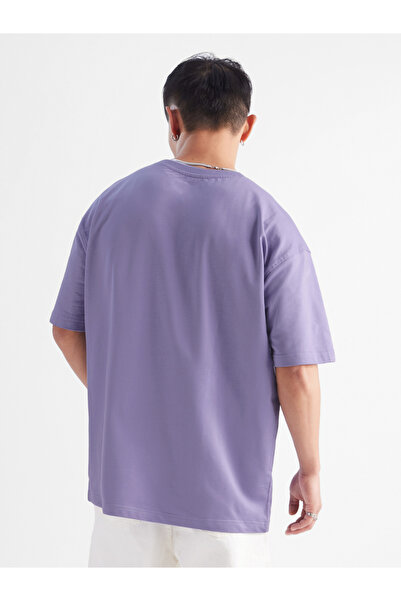 The Souled Store By Styli Men Purple Oversized Cotton T-Shirt