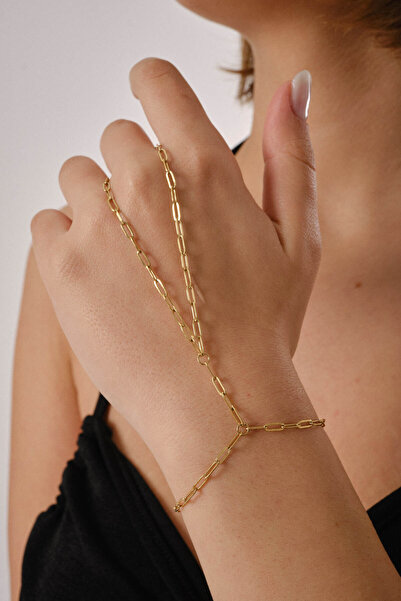 ByFlorya Jewelry Steel Paperclip Shahmeran Thin Mirrored Chain Shahmeran Brac...