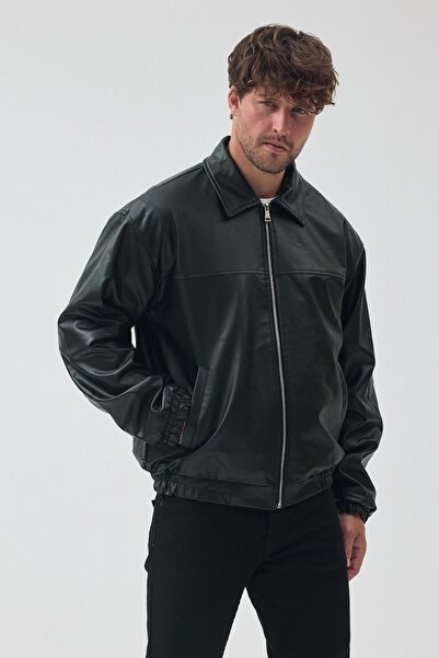 BASEL.CO سترة جلدية للجنسين من Vinatge قصة فضفاضة