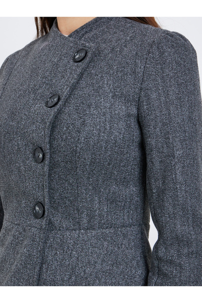Styli Grey Regular Fit Wool Like Midi Coat