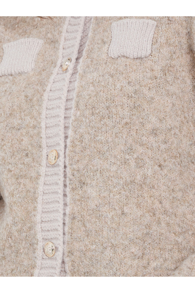 Styli Beige Regular Fit Mixed Yarn Cardigan