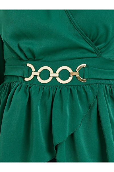 Take Two By Styli Emerald Green Puff Sleeve Wrap To