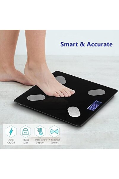 adak Smart Digital Bathroom Scale, Step-On, Backlit LCD, App Connectivity, Tempered Glass, 400 lb