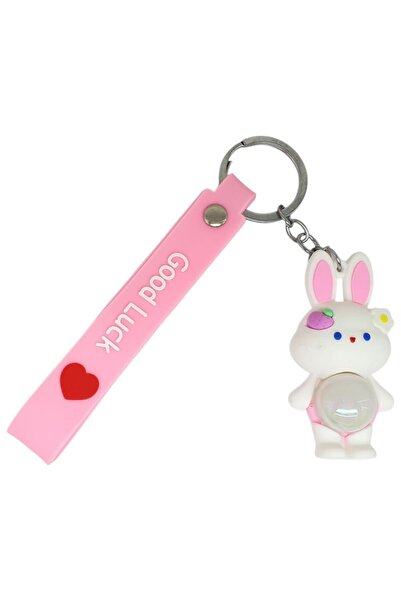 MarDyHome Figured and Lighted Silicone Keychain - Rabbit - Pink