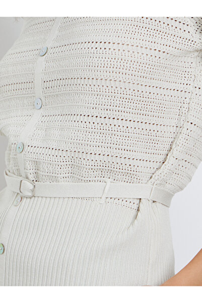 Styli Off White Knit Top with Belt