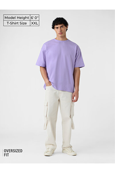 The Souled Store By Styli Men Purple Oversized Casual T-Shirt