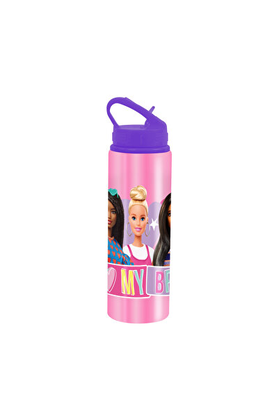 Barbie Aluminum Water Bottle for Kids-600ml, Leak-Proof Flip Lid, Lightweight & Durable