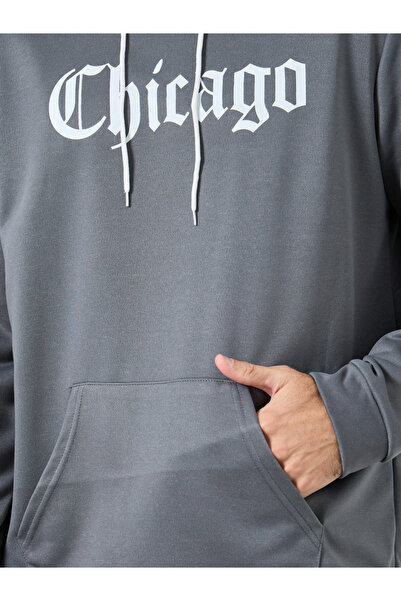 Take Two By Styli Men Grey Chicago Print Hoodie