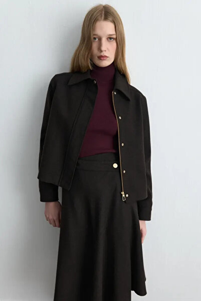 Gusto Zippered Wool Cashmere Jacket - Brown