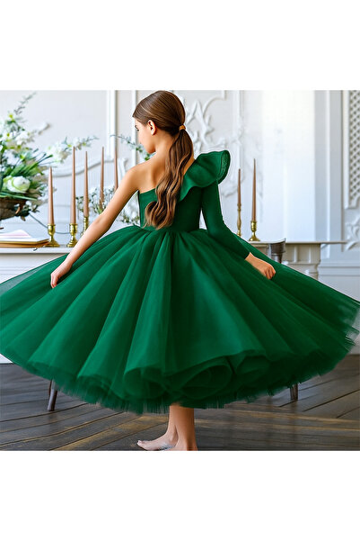 miço kids Rochie de seară cu un singur umăr Rochie pentru copii din tul Rochie umflată pentru petrecere și ziua de naștere