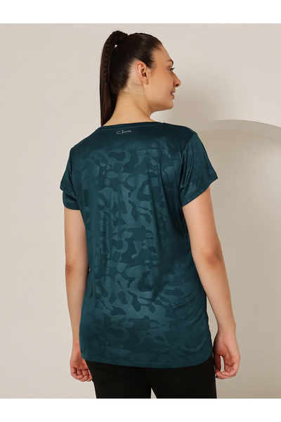 Clovia By Styli Blue Comfort Fit Camouflage Print Active T-Shirt