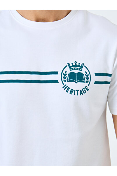 Styli Men White HD Print Interlock Athleisure T-Shirt